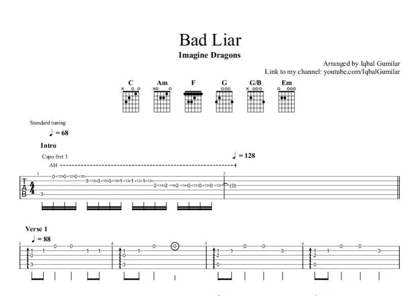 Imagine Dragons - Bad Liar Chords