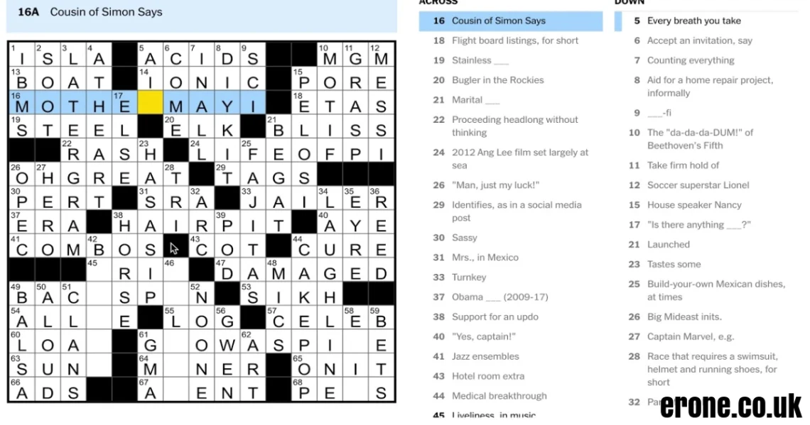 Recently Dated NYT Crossword Clue